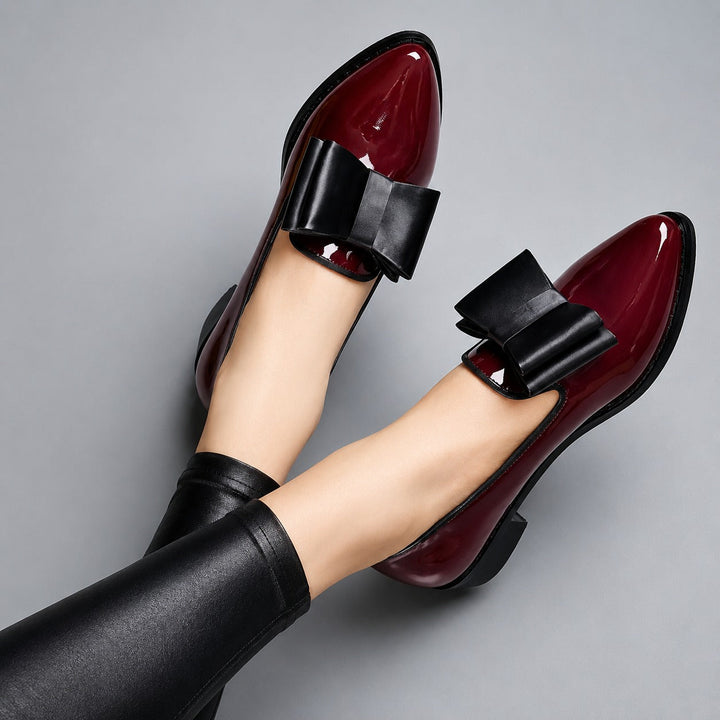 Addison Prairie Mary Jane Flats – Black/Burgundy